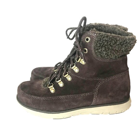 L.L. Bean Womens 7 Brown Suede Ankle Boots Winter Insulated Primaloft - Picture 5 of 8